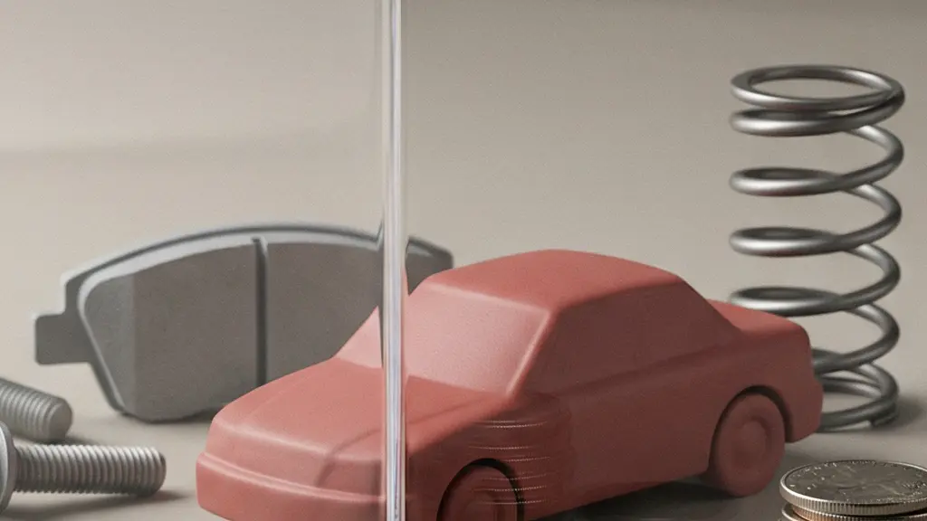 Une métaphore visuelle du budget protégé : une petite voiture miniature et des pièces mécaniques derrière un bouclier transparent, avec des pièces de monnaie autour.