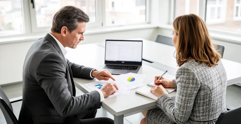Zakelijke bespreking over TCO-berekening bedrijfsleasing in modern Belgisch kantoor