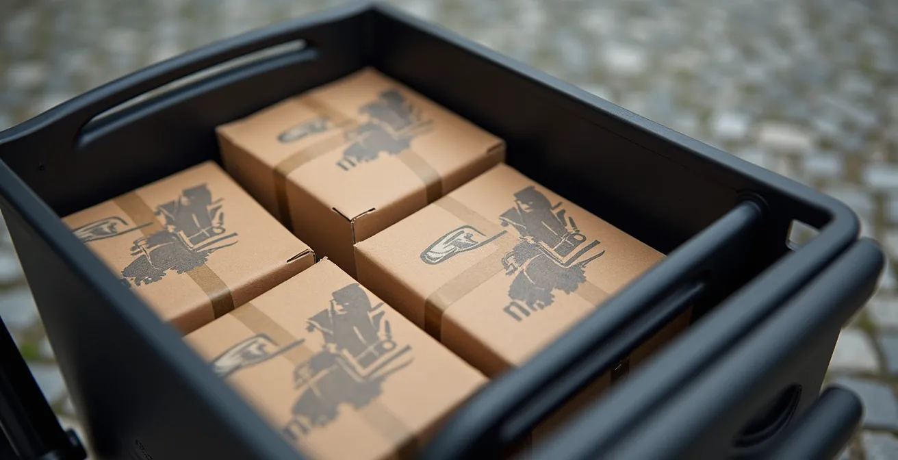 Elektrische vrachtfiets navigeert door smal straatje in binnenstad