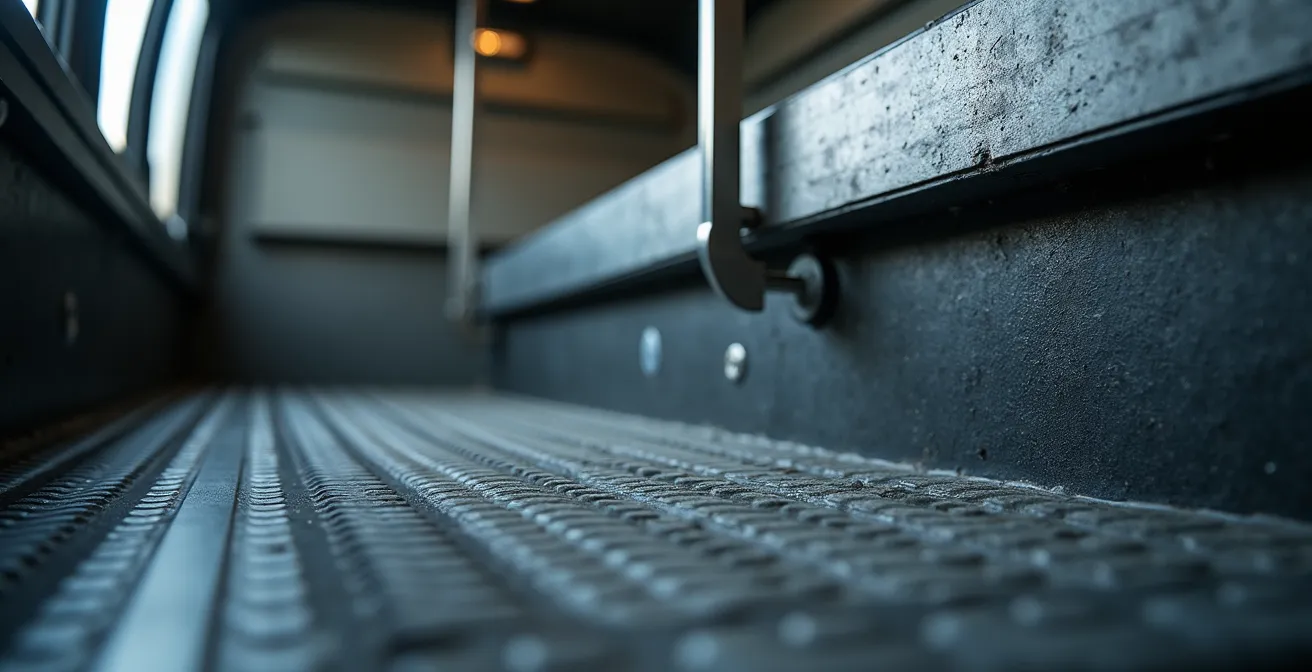 Close-up van een omgebouwde bedrijfswagen met focus op praktische aanpassingen