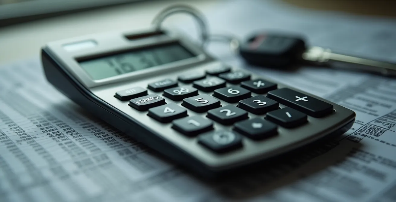 Macro-opname van calculator met autosleutels en documenten