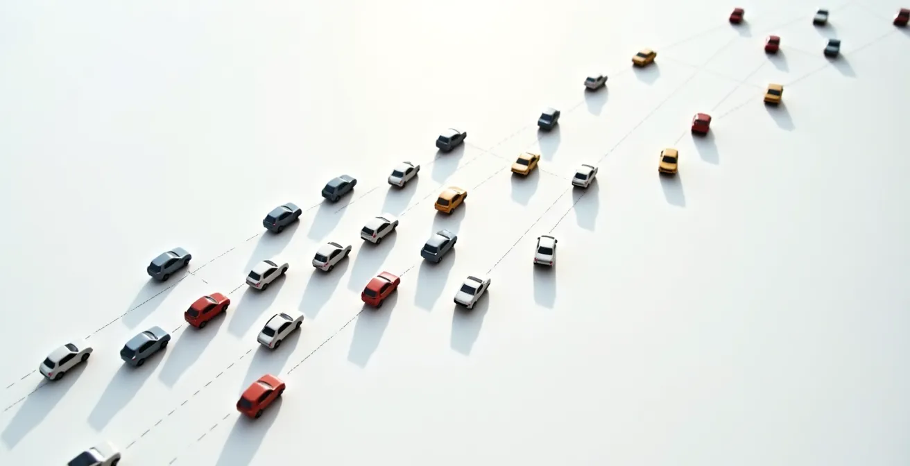 Symbolische weergave van flexibele mobiliteitsoplossingen tijdens bedrijfsreorganisatie