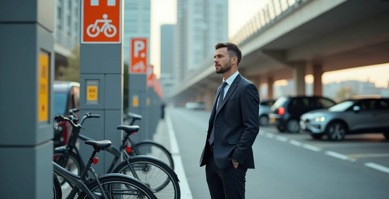 Park and Ride faciliteit met zakelijke pendelbussen en fietsen