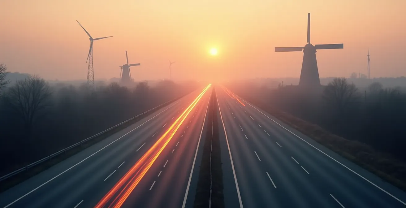 Futuristische weergave van Nederlandse mobiliteitsbelasting systeem